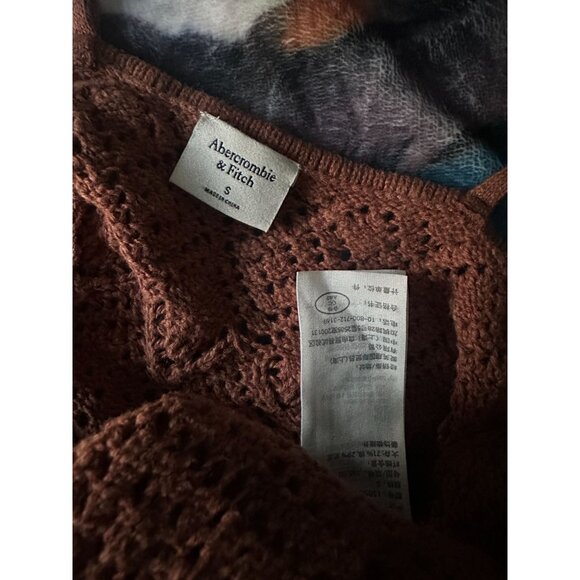 Abercrombie and Fitch Brown Thong Knit Crochet Halter Strappy Bodysuit Size Smal - Picture 4 of 4